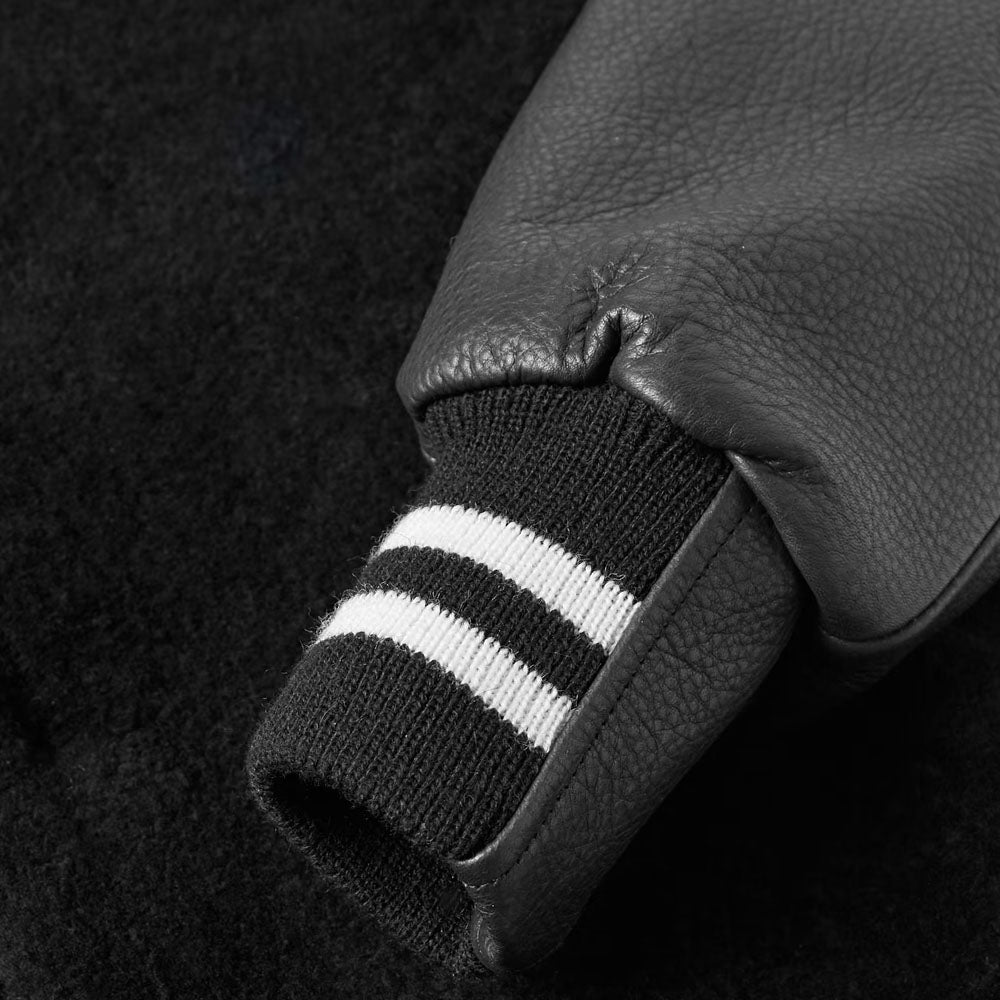 Men's Black Aviator Bomber Shearling And Leather Jacket