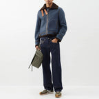 Men Blue B3 Pilot Aviator Sheepskin Flight Shearling Lined Leather Jacket