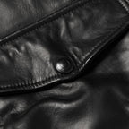 New Men Black Trucker Sheepskin Bomber Fur Shearling Leather Jacket