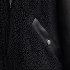 New Men Black Shearling And Leather Jacket With Hooded