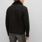New Men Shearling Nappa-Leather Trucker Jacket With Detachable Shearling Collar