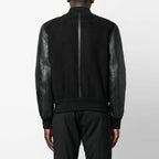 New Black Sheepskin Aviator Bomber Shearling And Suede Leather Jacket For Men