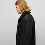 New Men Shearling Nappa-Leather Trucker Jacket With Detachable Shearling Collar
