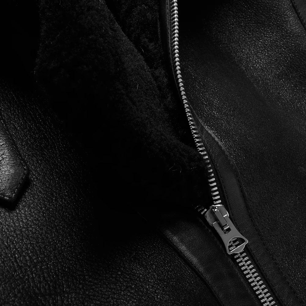 New Men Black B3 Sheepskin Flying Shearling Leather Jacket
