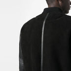 New Black Sheepskin Aviator Bomber Shearling And Suede Leather Jacket For Men
