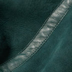 New Men Green Shearling Collar Trimmed Suede Leather Jacket