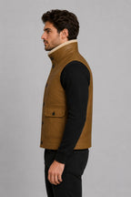 Shearling Vest Men Brown Sheepskin Leather Real Fur Gilet - Rugged Style