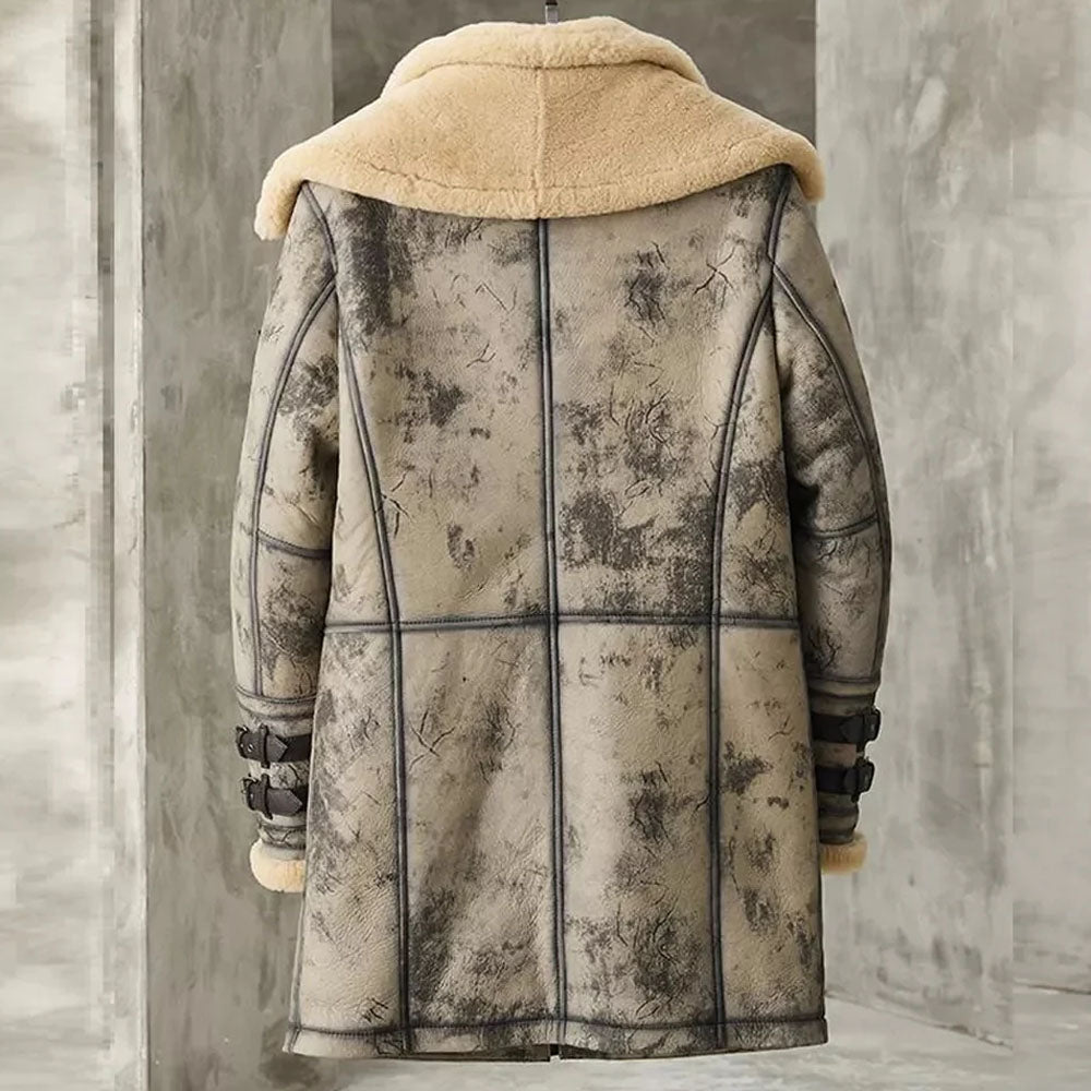 Men's Distressed Sheepskin Aviator Shearling Coat