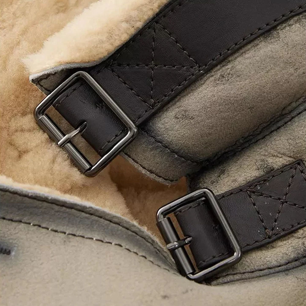 Men's Double-Breasted Shearling Aviator Trench Coat
