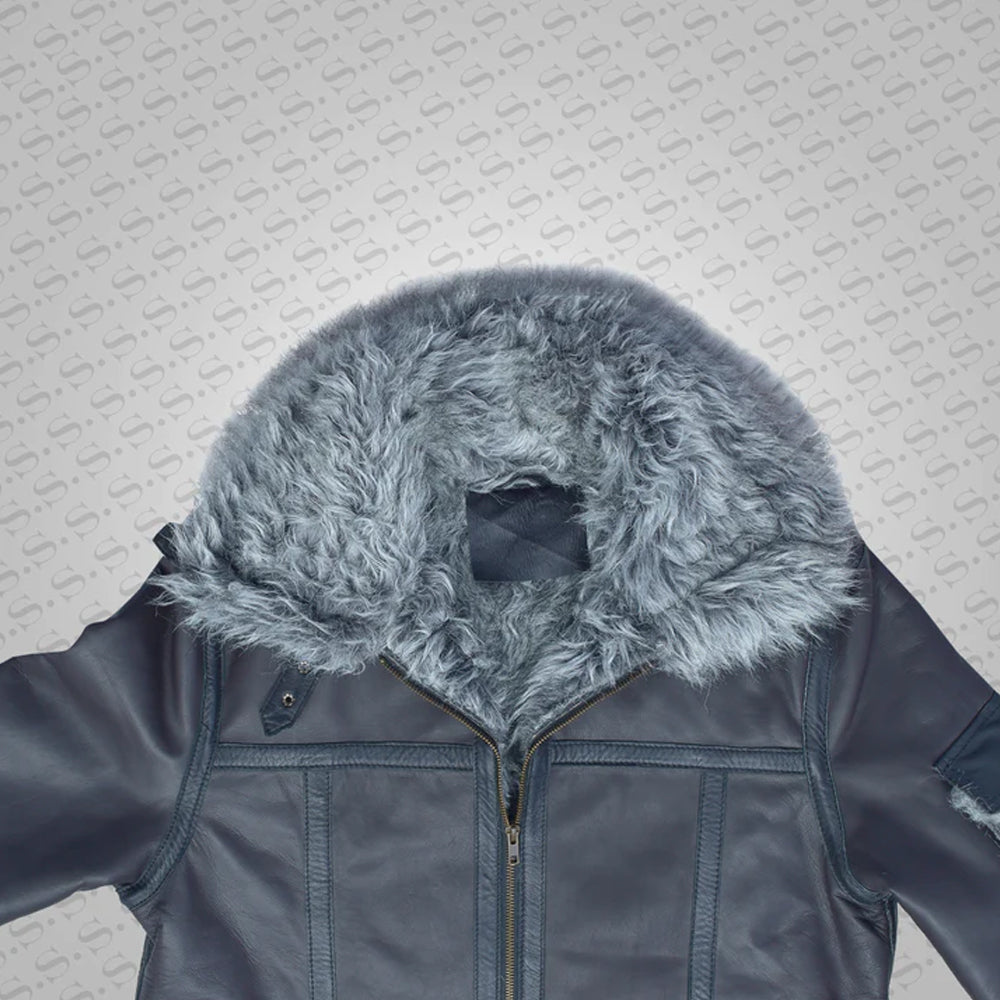 Men's Sheepskin Shearling Brown Leather Jacket Coat In Flight Aviation Style - Cold Inferno