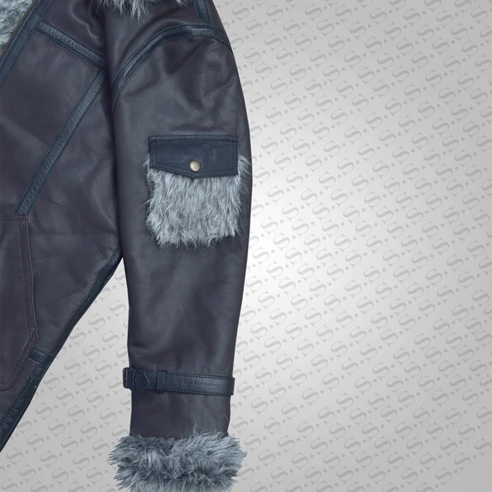 Men's Sheepskin Shearling Brown Leather Jacket Coat In Flight Aviation Style - Cold Inferno