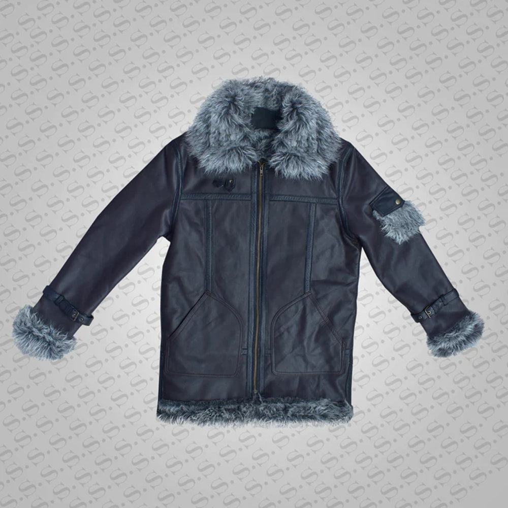 Men's Sheepskin Shearling Brown Leather Jacket Coat In Flight Aviation Style - Cold Inferno