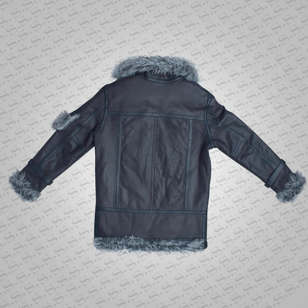 Men's Sheepskin Shearling Brown Leather Jacket Coat In Flight Aviation Style - Cold Inferno