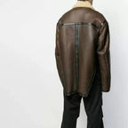 Men's Oversized Convertible Shearling Coat with Zip Panels