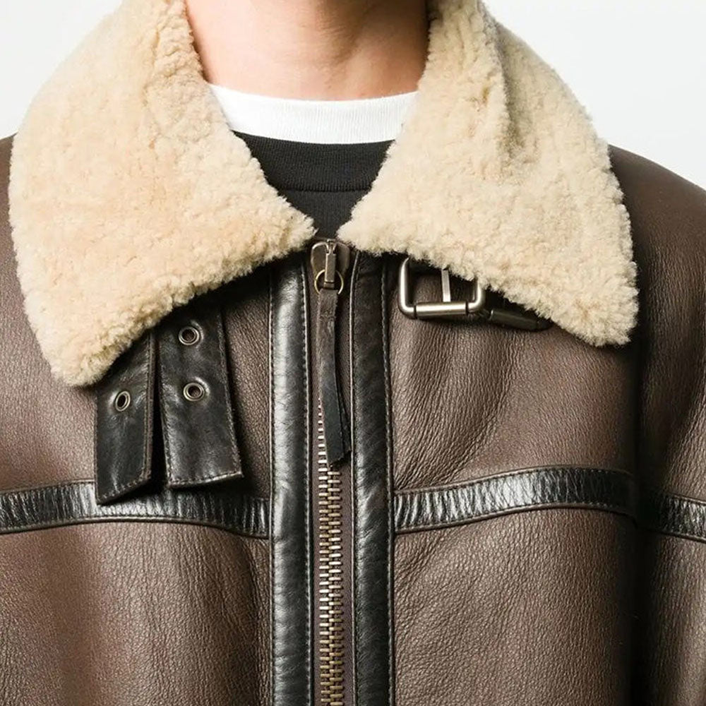 Men's Oversized Convertible Shearling Coat with Zip Panels