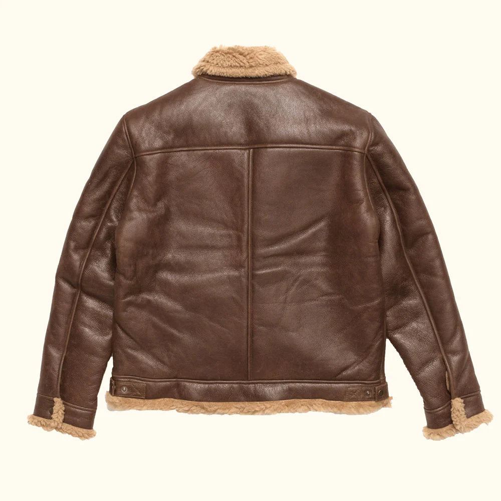 Men's Brown Sheepskin Aviator B3 Shearling Leather Jacket