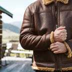 Men's Brown Sheepskin Aviator B3 Shearling Leather Jacket