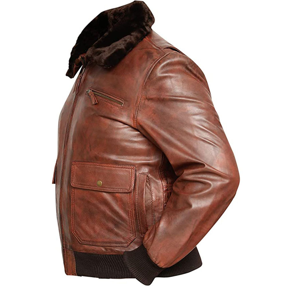 Aviator Fur Flight Airforce Sheepskin Bomber Shearling Leather Jacket