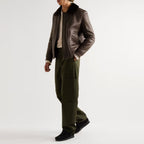 B3 Bomber Aviator Fur Winter Sheepskin Flight Brown Shearling Leather Jacket
