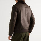 B3 Bomber Aviator Fur Winter Sheepskin Flight Brown Shearling Leather Jacket