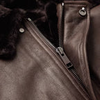 B3 Bomber Aviator Fur Winter Sheepskin Flight Brown Shearling Leather Jacket