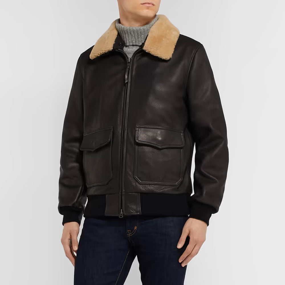Bomber B3 Flight RAF Airforce Sheepskin Pilot Black Fur Shearling Leather Jacket