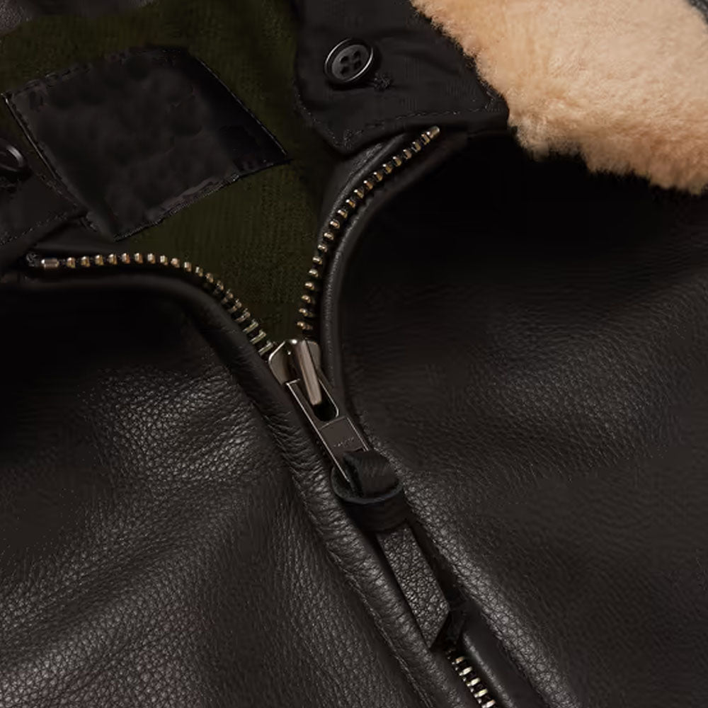 Bomber B3 Flight RAF Airforce Sheepskin Pilot Black Fur Shearling Leather Jacket