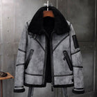Men’s Grey Distressed B3 Shearling Aviator Jacket