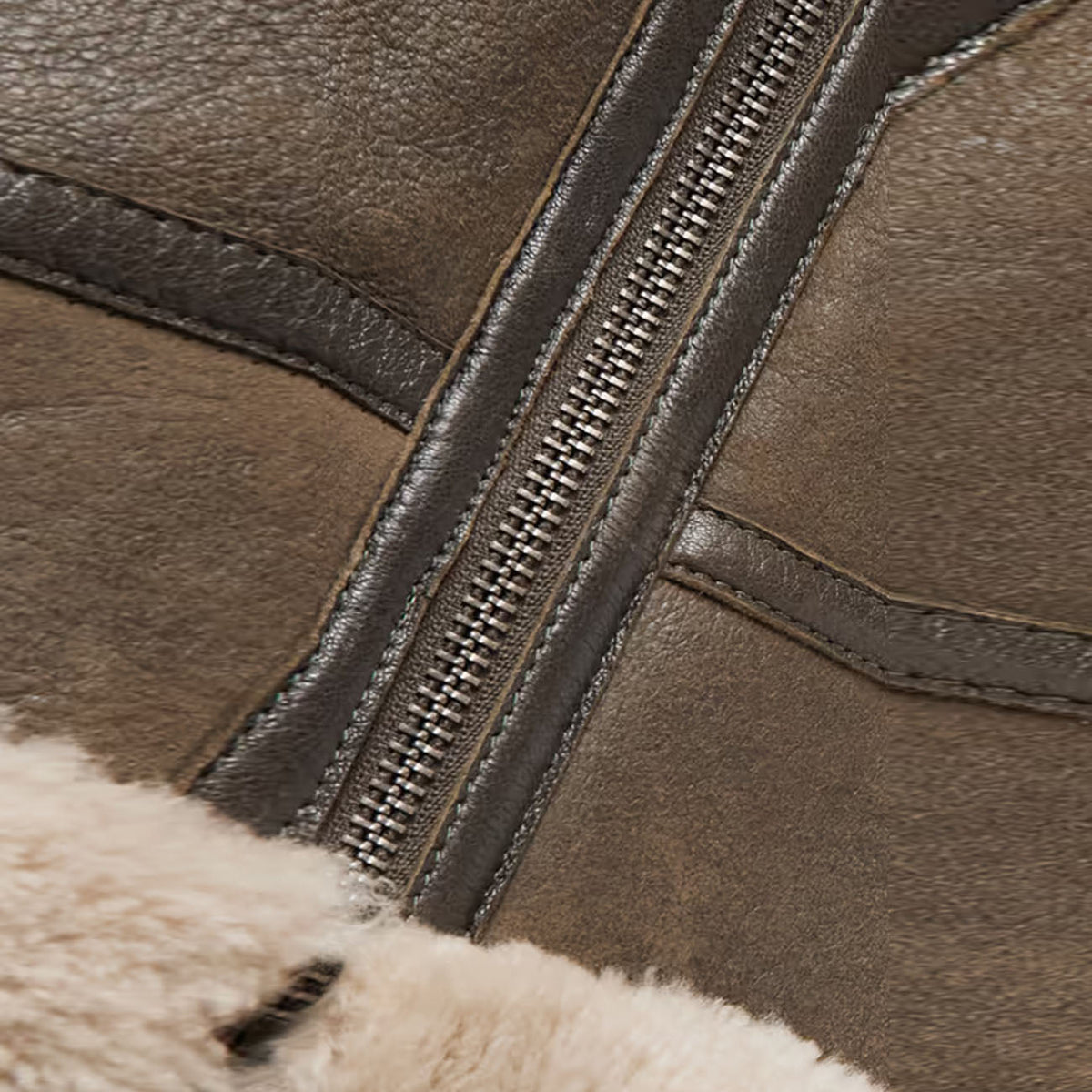 Men Sheepskin RAF Aviator Flight Brown Fur Shearling Leather Jacket