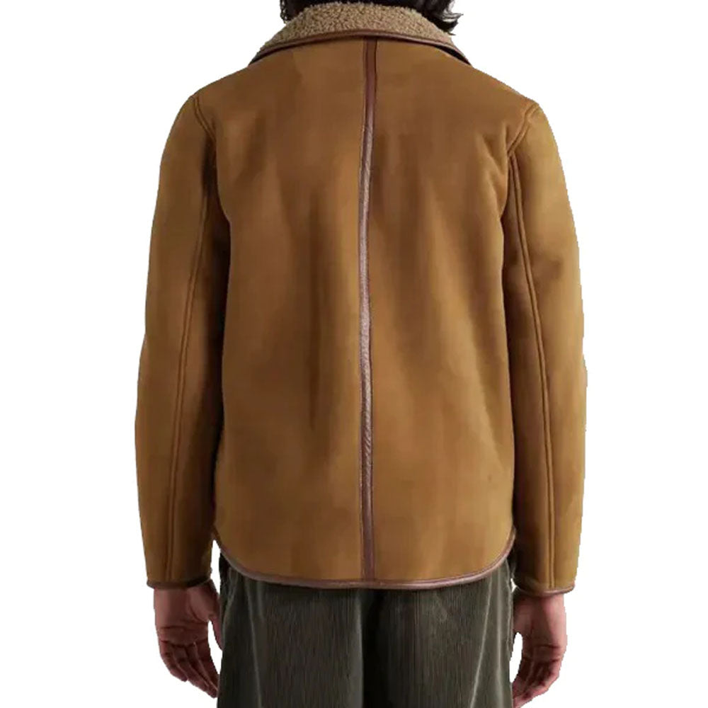 Men Airforce Flying Aviator B3 Bomber Coffee Brown Shearling Leather Jacket