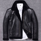 Mens Sheepskin Winter Fur Shearling Leather Coat Jacket