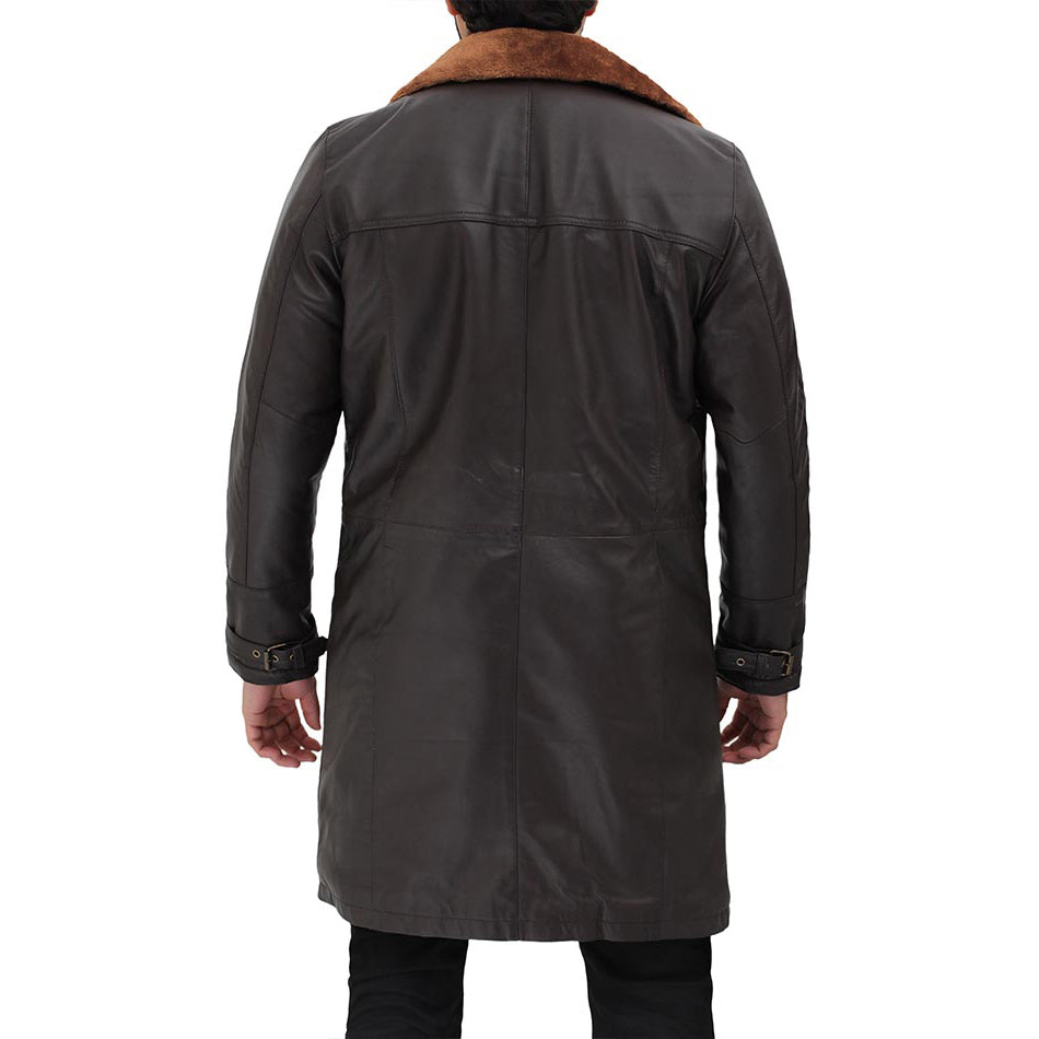 Dark Brown Shearling Leather Coat Mens