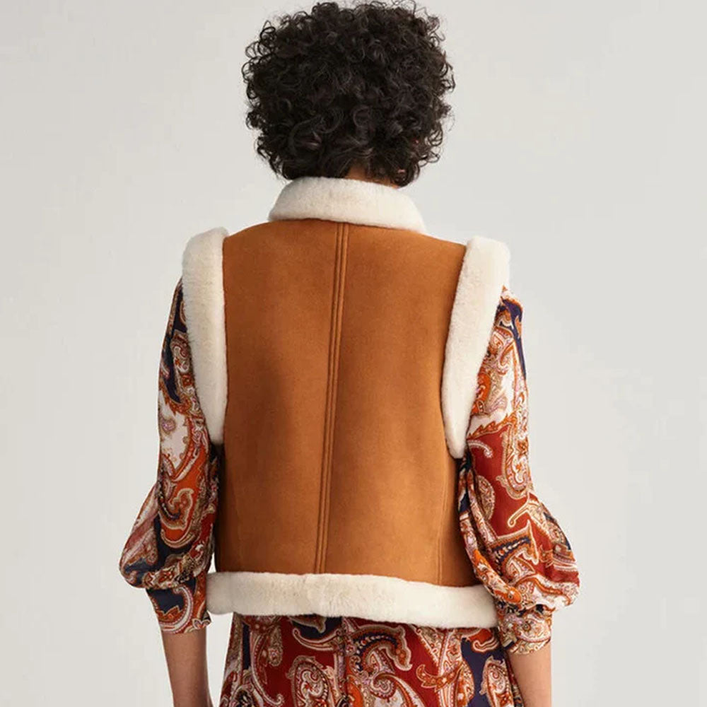 Women's Brown B3 Shearling Leather Vest