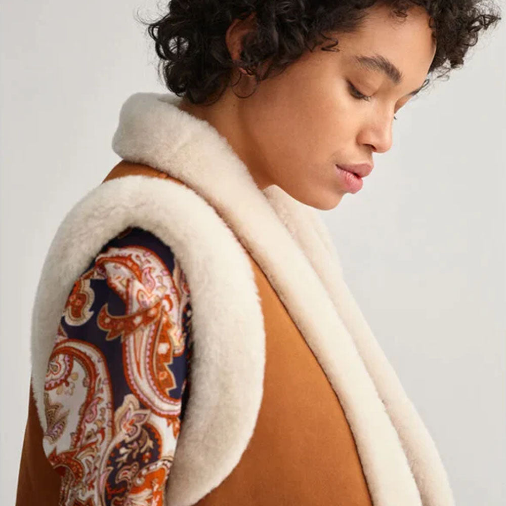 Women's Brown B3 Shearling Leather Vest