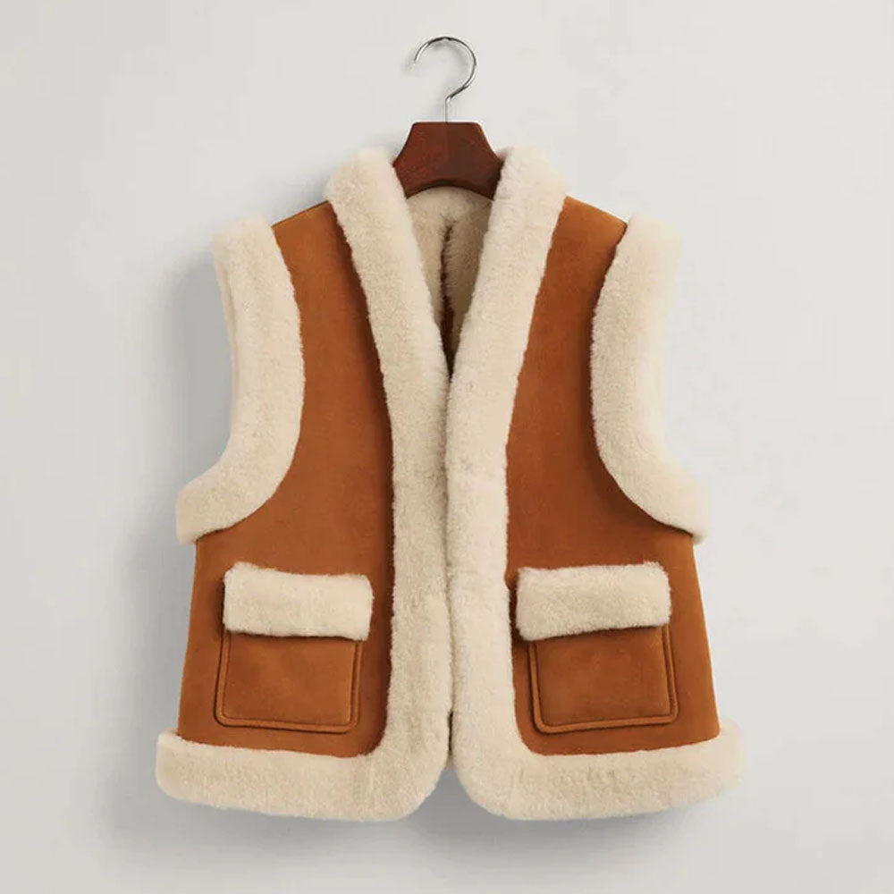 Women's Brown B3 Shearling Leather Vest