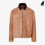 New Men Brown Sheepskin Workwear Shearling Leather Jacket