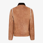 New Men Brown Sheepskin Workwear Shearling Leather Jacket