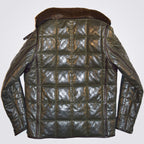 Sheepskin Coat in Brown and Green with Quilted Style