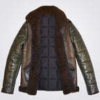 Sheepskin Coat in Brown and Green with Quilted Style