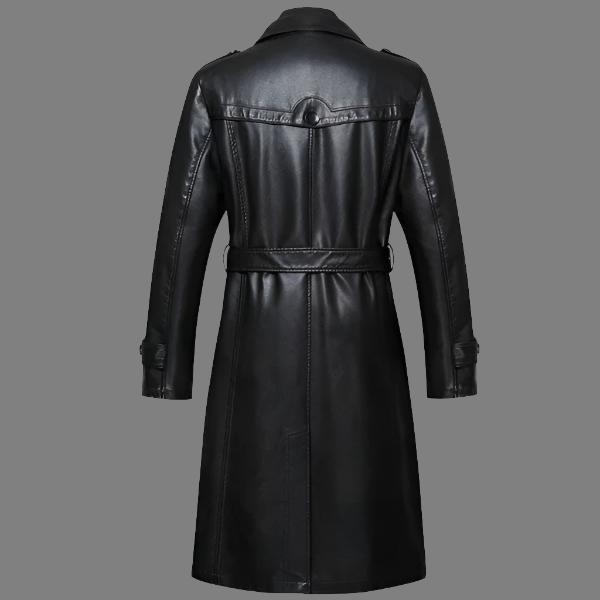 Sheepskin Men's Long Leather Trench Coat