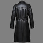 Sheepskin Men's Long Leather Trench Coat