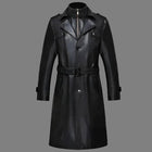 Sheepskin Men's Long Leather Trench Coat