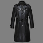 Sheepskin Men's Long Leather Trench Coat