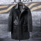 Men's Distressed Grey Lambskin Shearling Trench Coat