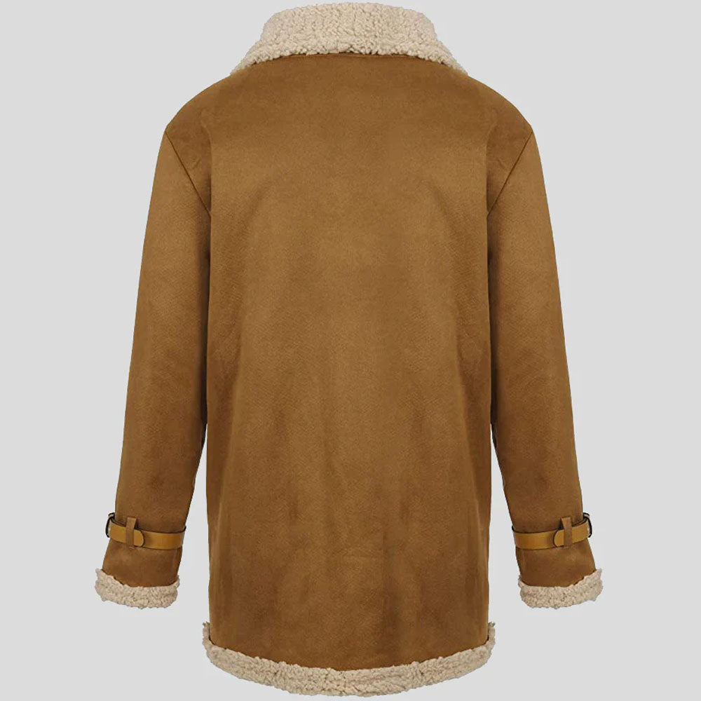 Men's Tan Suede B-3 Aviator Shearling Coat