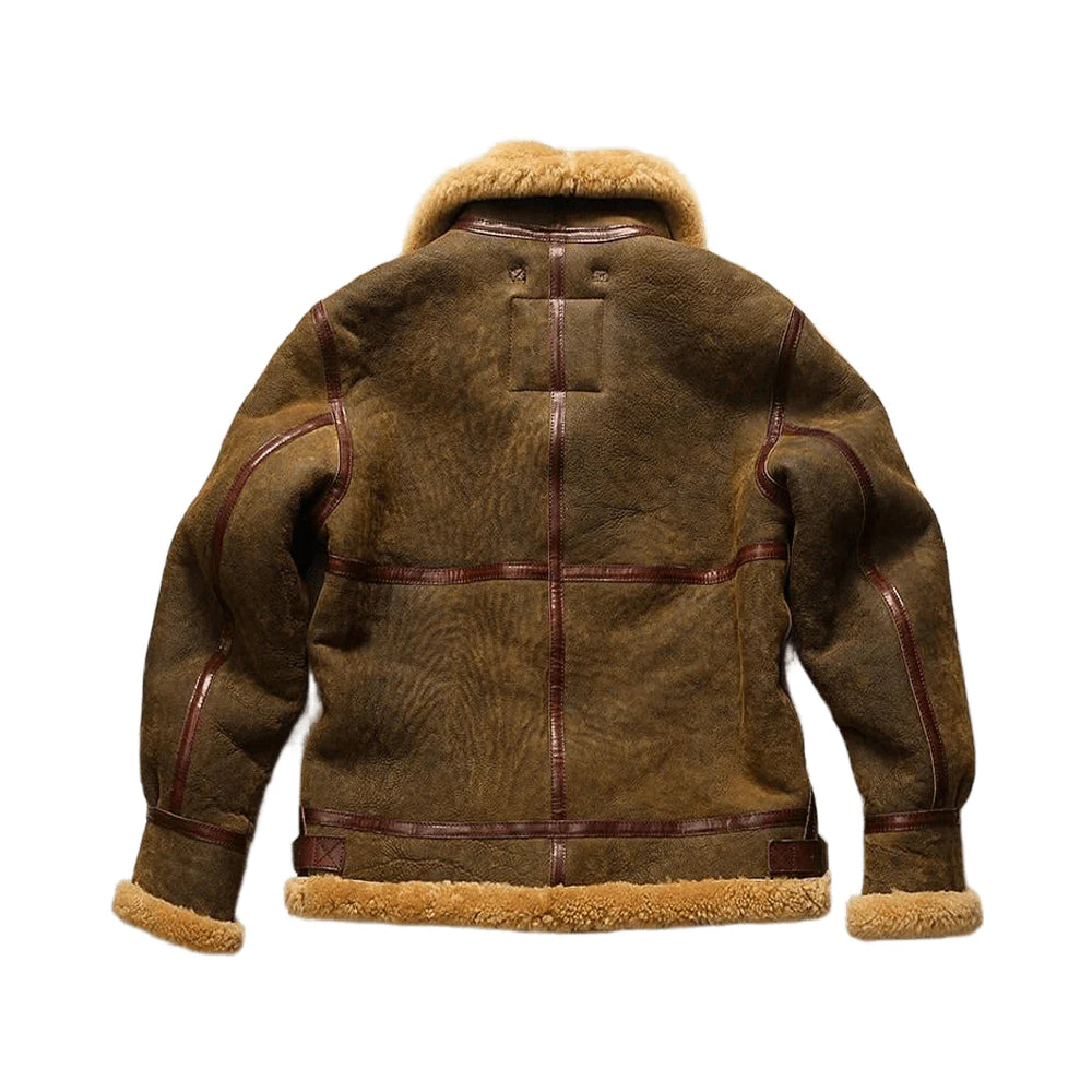 Mens Double Tone Classic Vintage B3 Sheepskin Flight Jacket