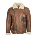 Sheepskin Bomber Pilot Fur Shearling Brown Leather Jacket