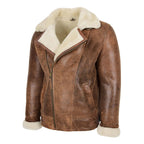 Sheepskin Bomber Pilot Fur Shearling Brown Leather Jacket