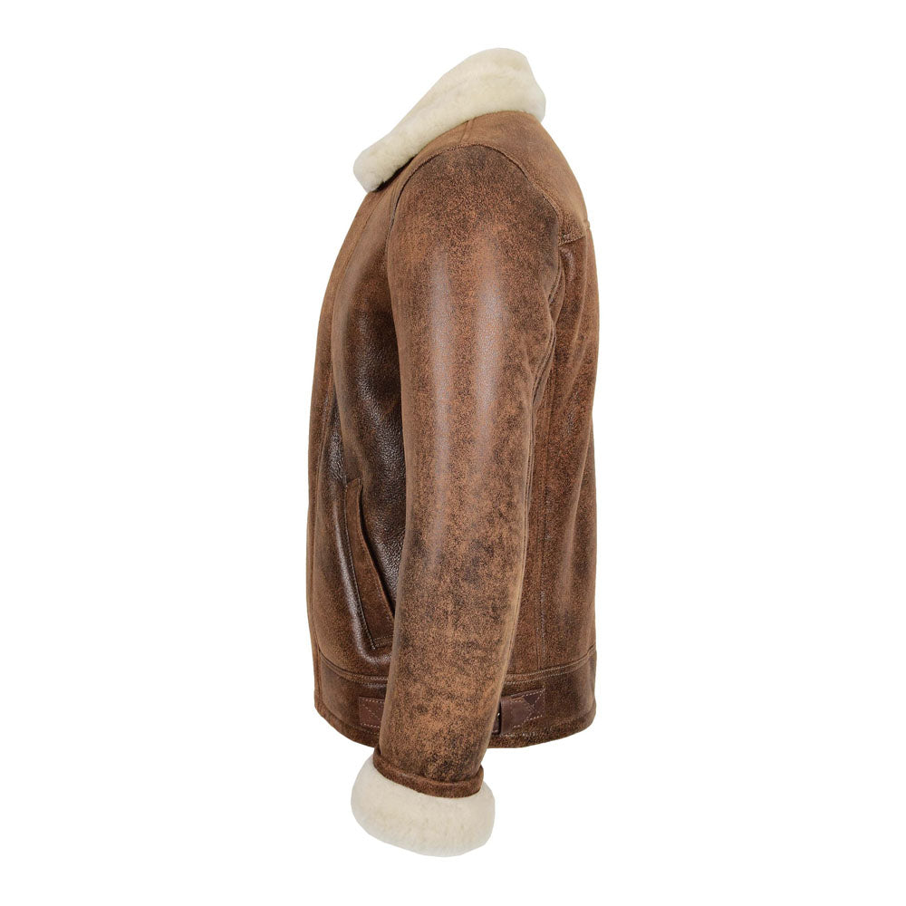 Sheepskin Bomber Pilot Fur Shearling Brown Leather Jacket