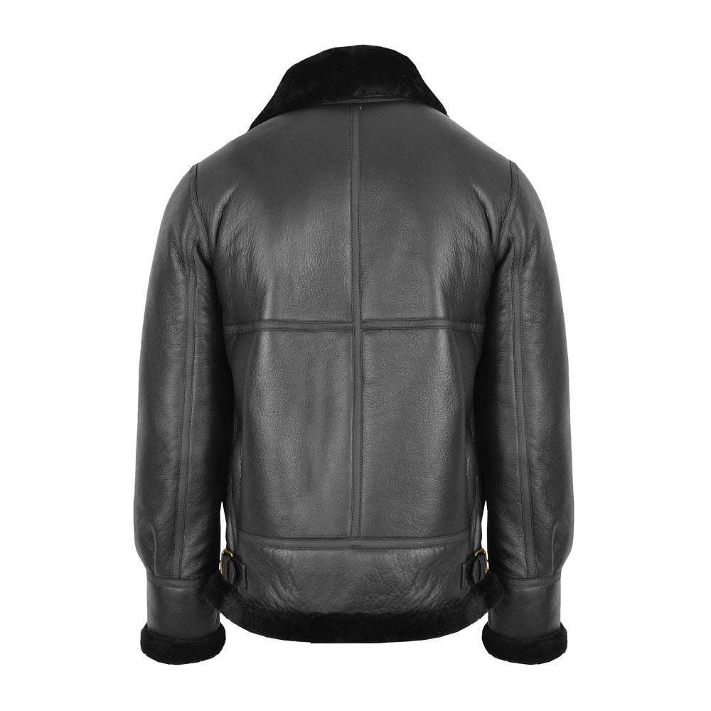 Men Sheepskin Flying B3 Classic Original Shearling Black Leather Jacket